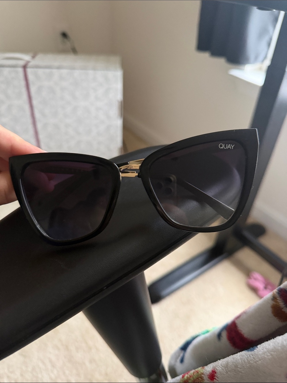 Quay Australia Reina Black Cat-Eye Sunglasses with Dark Lenses